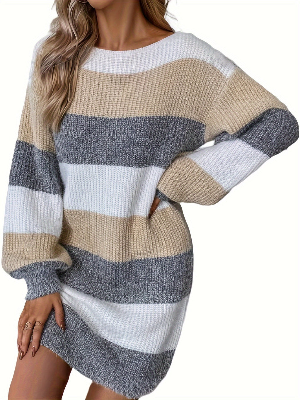 Madison | Comfortable Striped Sweater Dress