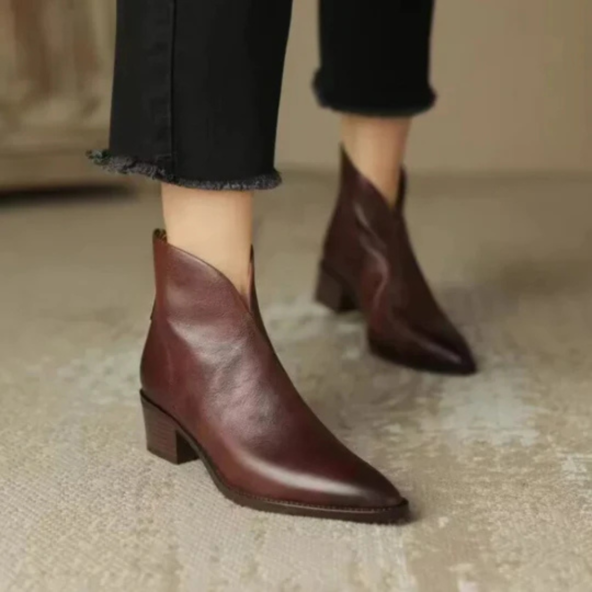 Sage | Bottines à talon bas de luxe