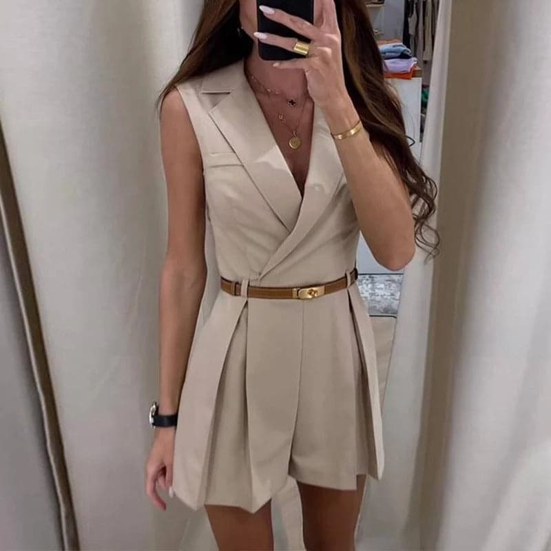 Sienna | Sleeveless Romper With Belt