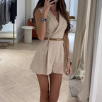 Sienna | Sleeveless Romper With Belt