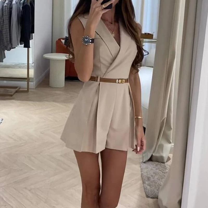 Sienna | Sleeveless Romper With Belt