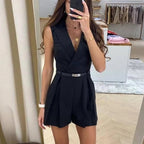 Sienna | Sleeveless Romper With Belt